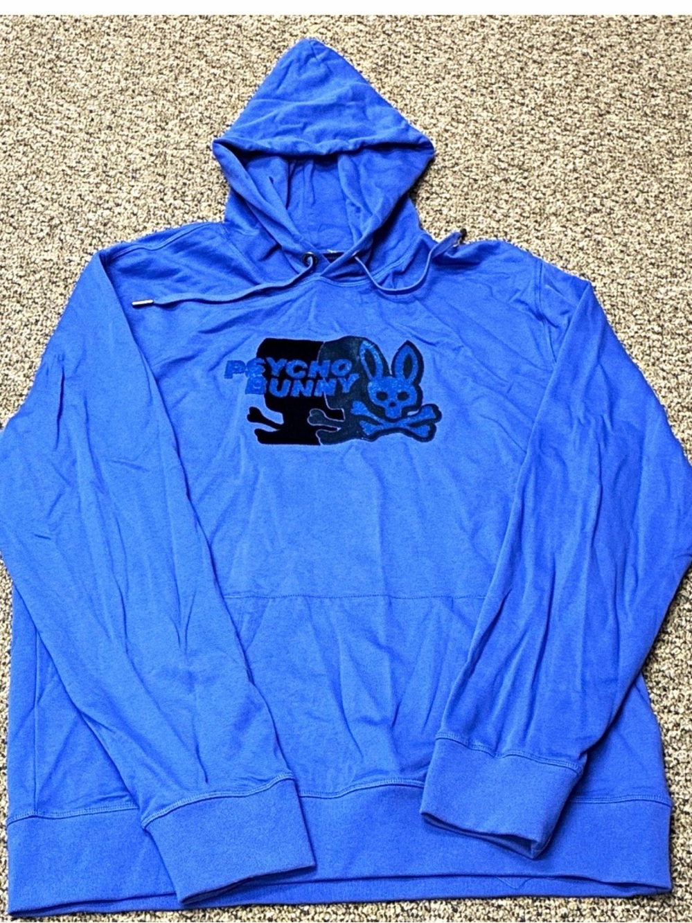 Rare Psycho Bunny Bright Royal Blue Hoodie with Black Logo